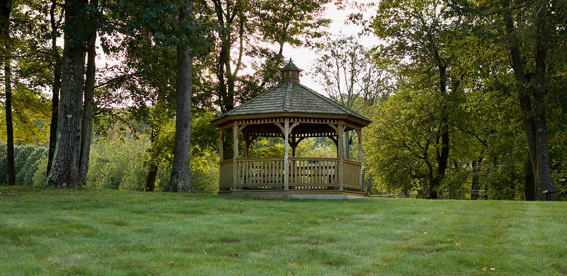 gazebo in a green garden